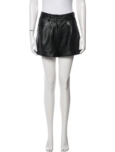 Pre-owned Maje Leather Mini Shorts In Black