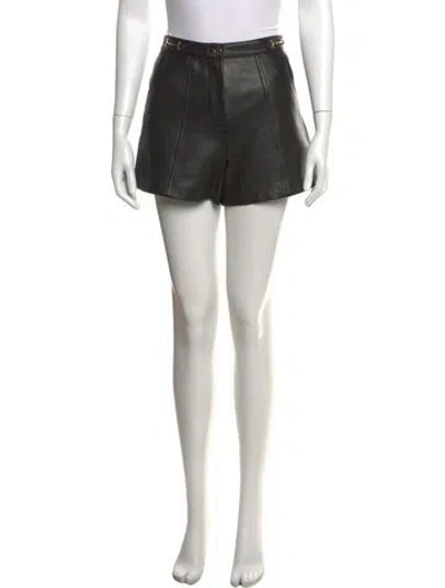 Pre-owned Maje Leather Mini Shorts In Black