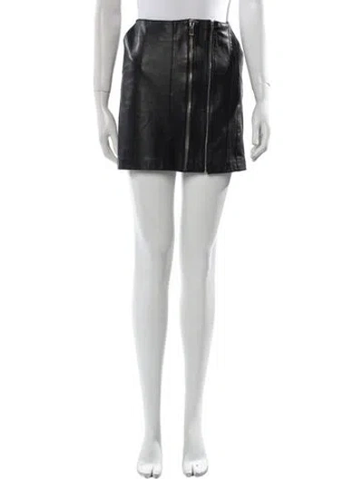Pre-owned Maje Leather Mini Skirt In Black