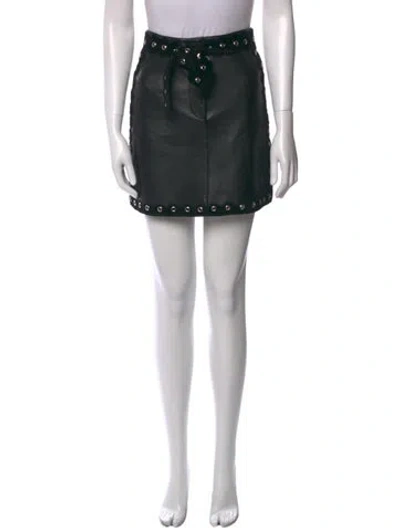 Pre-owned Maje Leather Mini Skirt In Black