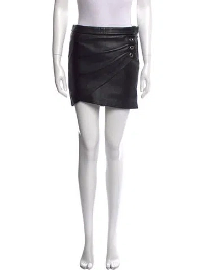 Pre-owned Maje Leather Mini Skirt In Black