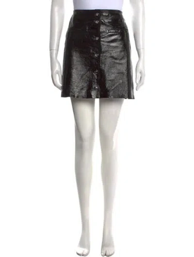 Pre-owned Maje Leather Mini Skirt In Black