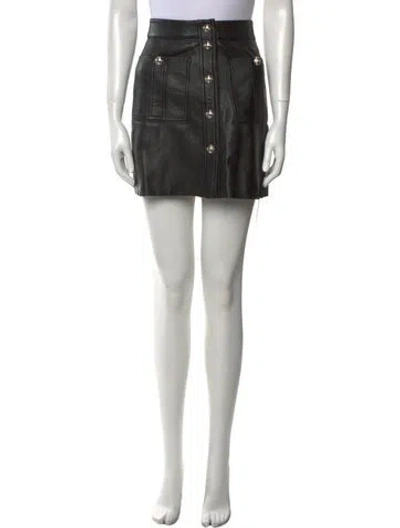 Pre-owned Maje Leather Mini Skirt In Black