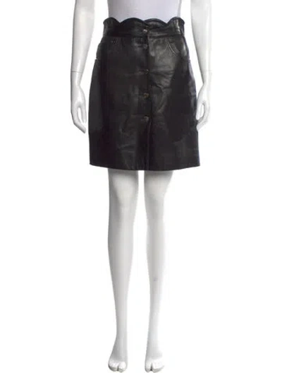 Pre-owned Maje Leather Mini Skirt In Black
