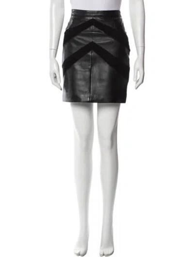 Pre-owned Maje Leather Mini Skirt In Black