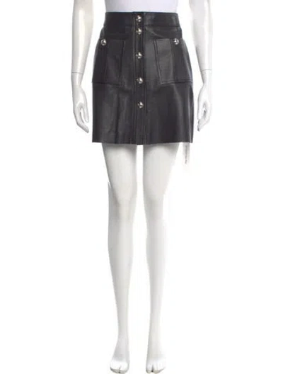 Pre-owned Maje Leather Mini Skirt In Black