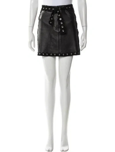 Pre-owned Maje Leather Mini Skirt In Black