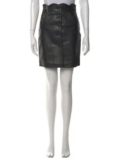 Pre-owned Maje Leather Mini Skirt In Black