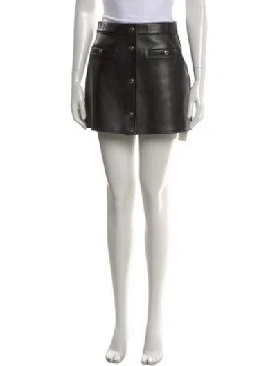 Pre-owned Maje Leather Mini Skirt In Black