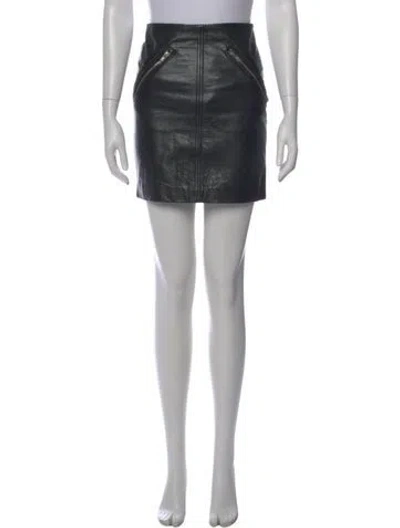 Pre-owned Maje Leather Mini Skirt In Black