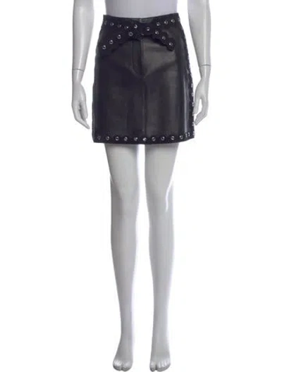Pre-owned Maje Leather Mini Skirt In Black