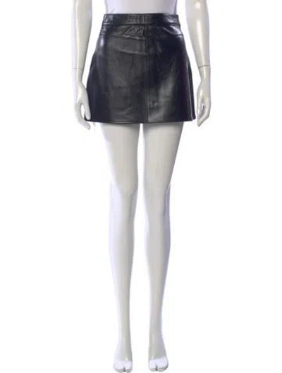 Pre-owned Maje Leather Mini Skirt In Black