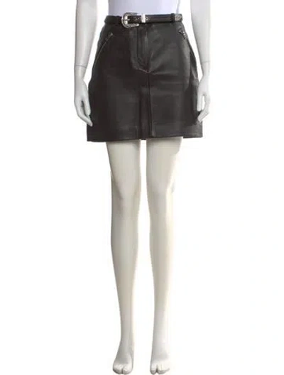 Pre-owned Maje Leather Mini Skirt In Black