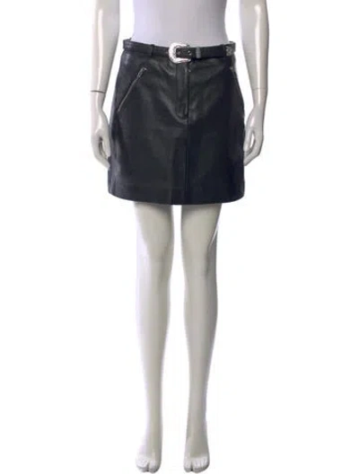 Pre-owned Maje Leather Mini Skirt In Black