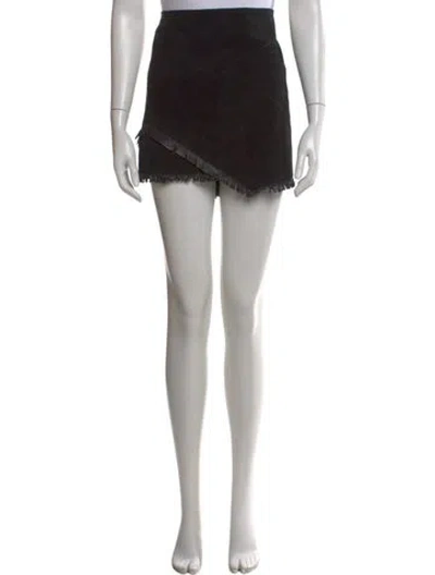 Pre-owned Maje Leather Mini Skirt In Black