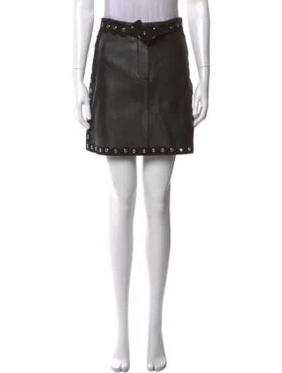 Pre-owned Maje Leather Mini Skirt In Black