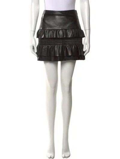 Pre-owned Maje Leather Mini Skirt In Black