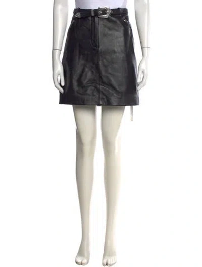 Pre-owned Maje Leather Mini Skirt In Black