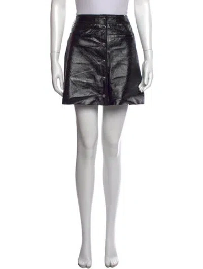 Pre-owned Maje Leather Mini Skirt In Black