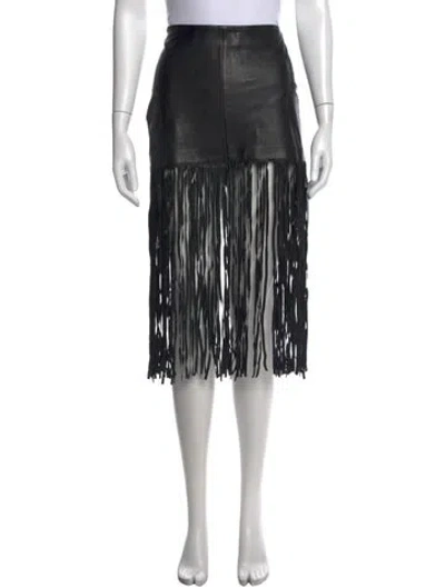 Pre-owned Maje Leather Mini Skirt In Black