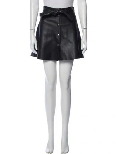 Pre-owned Maje Leather Mini Skirt In Black