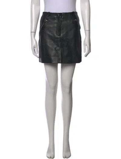 Pre-owned Maje Leather Mini Skirt In Black