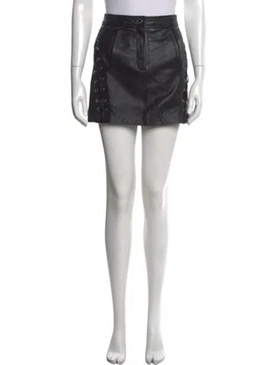 Pre-owned Maje Leather Mini Skirt In Black