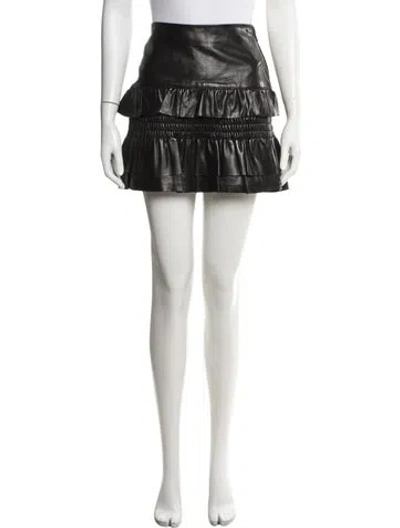 Pre-owned Maje Leather Mini Skirt In Black