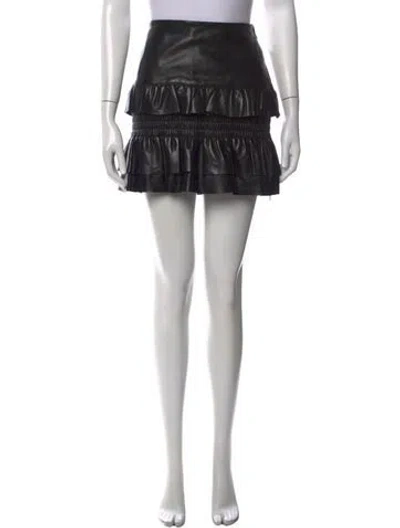 Pre-owned Maje Leather Mini Skirt In Black