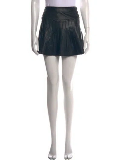 Pre-owned Maje Leather Mini Skirt In Black