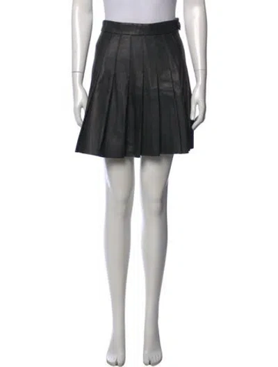 Pre-owned Maje Leather Mini Skirt In Black