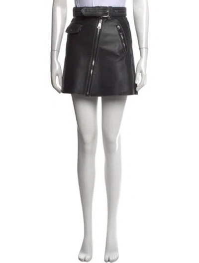 Pre-owned Maje Leather Mini Skirt In Black