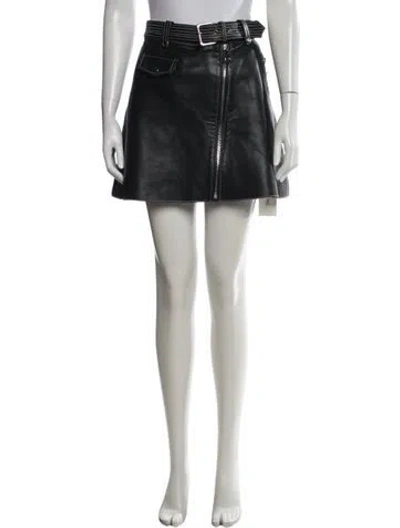 Pre-owned Maje Leather Mini Skirt In Black