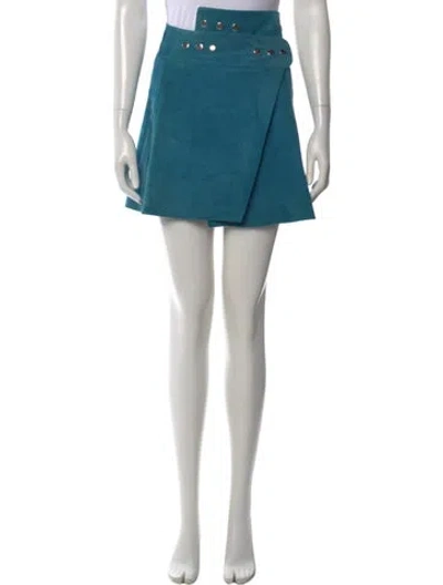 Pre-owned Maje Leather Mini Skirt In Blue