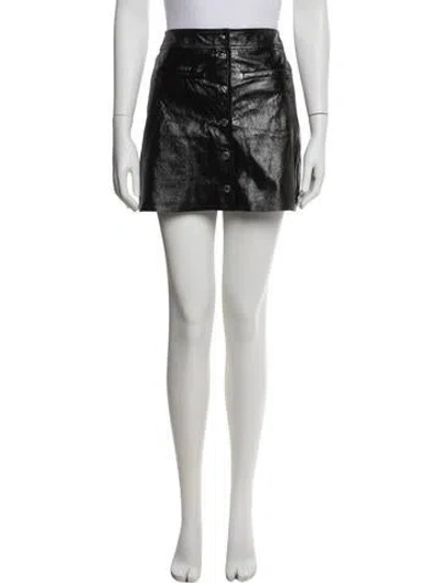 Pre-owned Maje Leather Mini Skirt W/ Tags In Black