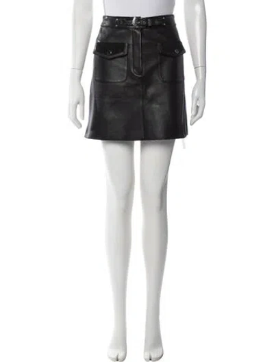Pre-owned Maje Leather Mini Skirt W/ Tags In Black