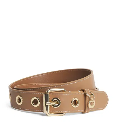 Maje Leather Miss M Belt In Brown