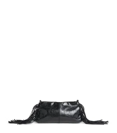 Maje Leather Miss M Clutch Bag In Purple