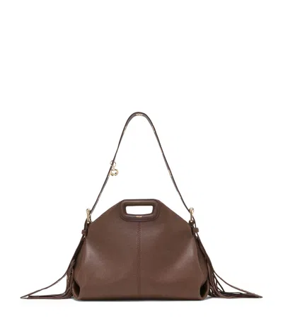 Maje Leather Miss M Shoulder Bag In Brown