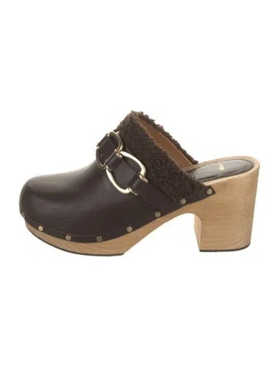 Pre-owned Maje Leather Mules In Brown