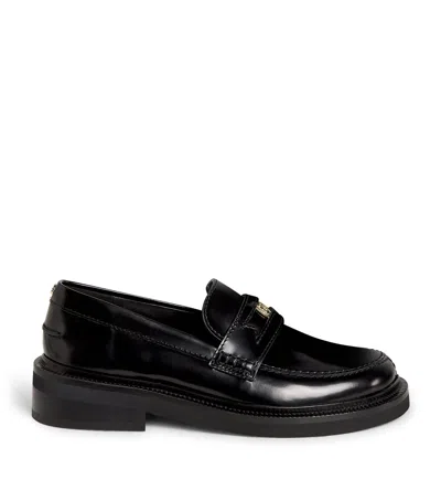Maje Leather Loafers In Noir / Gris