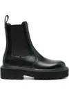 Maje Leather Platform Boots In Black
