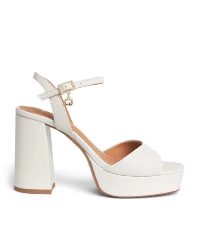 Maje Leather Platform Sandals 100 In White
