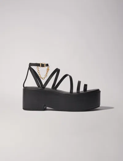 Maje Leather Platform Sandals In Black