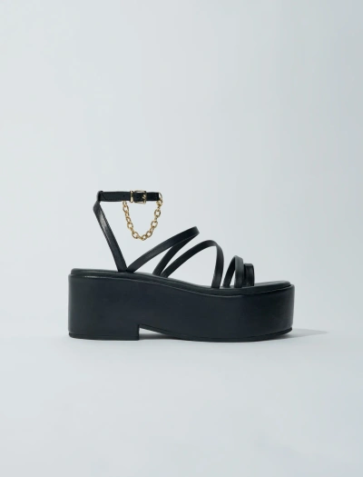 Maje Women's Foni Strappy Platform Wedge Sandals In Black