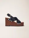 Maje 100mm Platform Sandals In Noir