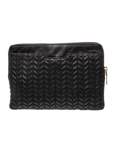 Pre-owned Maje Leather Portfolio In Black