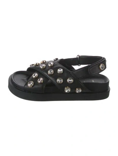 Pre-owned Maje Leather Sandals In Black