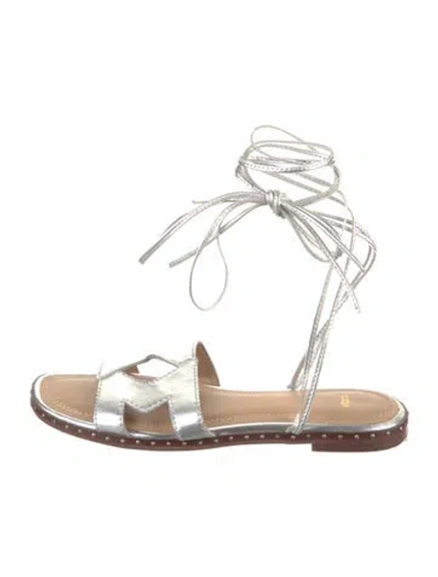 Pre-owned Maje Leather Sandals In Metallic/silver