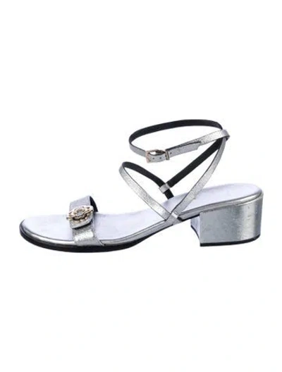 Pre-owned Maje Leather Sandals In Silver